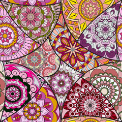 Seamless pattern tile with mandalas. Vintage decorative elements. Hand drawn background. Islam, Arabic, Indian, ottoman motifs. Perfect for printing on fabric or paper.