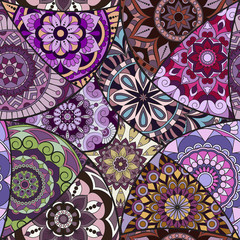 Seamless pattern tile with mandalas. Vintage decorative elements. Hand drawn background. Islam, Arabic, Indian, ottoman motifs. Perfect for printing on fabric or paper.