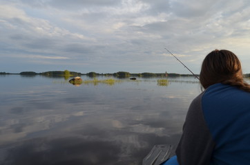 evening fishing on the lake