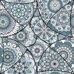 Seamless pattern tile with mandalas. Vintage decorative elements. Hand drawn background. Islam, Arabic, Indian, ottoman motifs. Perfect for printing on fabric or paper.