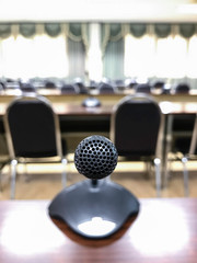 Close up of microphone inside meeting room