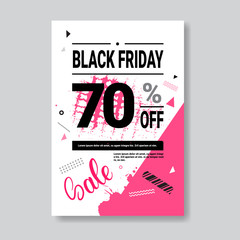 Fototapeta na wymiar Black Friday Sale Banner With Copy Space Pink Template Poster Grunge Design Shopping Discount Concept Vector Illustration