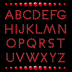 Alphabet of red crystals. Glamour.