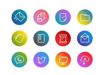 Trendy app linear icons vector set on gradient backgrounds