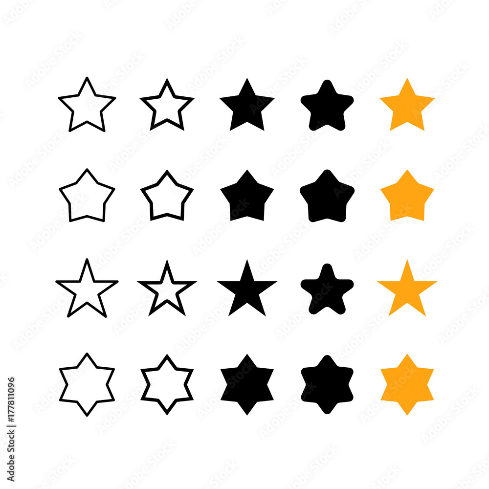 Poster Different star icons vector set