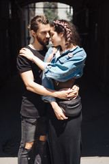 Young man and woman on the stree