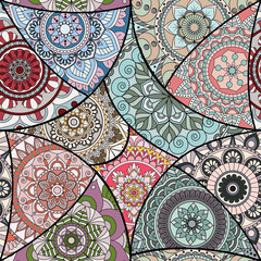 Seamless pattern tile with mandalas. Vintage decorative elements. Hand drawn background. Islam, Arabic, Indian, ottoman motifs. Perfect for printing on fabric or paper. - 177811618