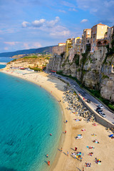 beach and sea of Tropea Calabria Italy - obrazy, fototapety, plakaty
