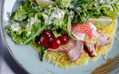 Tasting delicious delicious dishes at the restaurant