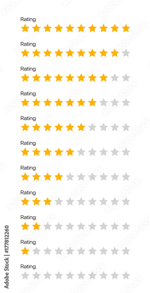 Poster different star icons vector set