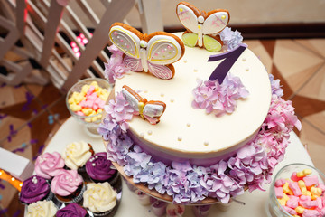 Fine delicious desserts are beautifully decorated for the holiday