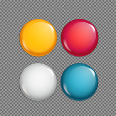 Different sale magnet buttons on transparent background. Special offer banners collection.