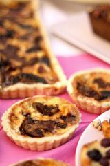 Tart with mushrooms. Selective focus. 