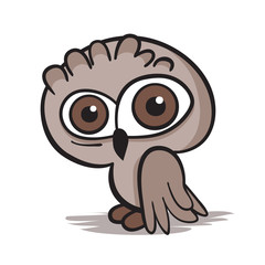 Cartoon owl on white background. Vector illustration.