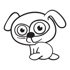 Cartoon linear dog on white background. Vector illustration.