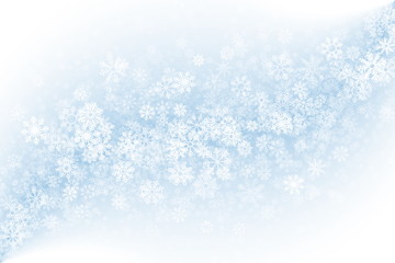 Vector Blank Winter Background. Frost Effect on Glass with Realistic Snowflakes Overlay on Light Blue Backdrop. Merry Christmas Abstract Illustration