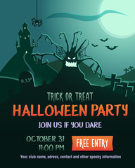 Editable Halloween Party Poster. Vector illustration