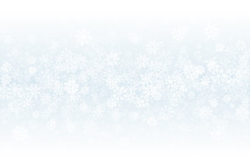 Xmas Blank Vector Background. Frost Effect on Glass with Realistic Snowflakes Overlay on Light Blue Backdrop. Merry Christmas Holidays Abstract Illustration