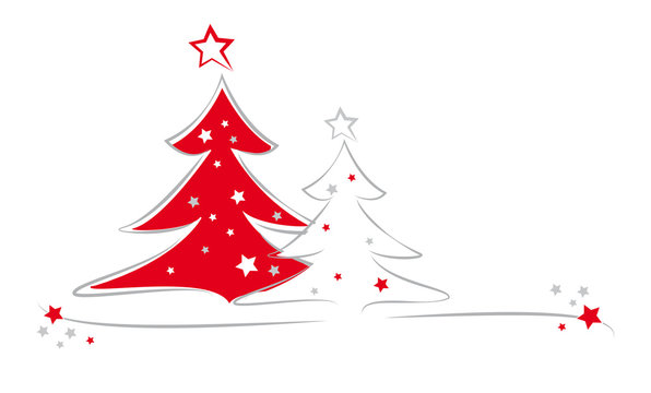 weihnachtsbaum - grau-rot mit sternen