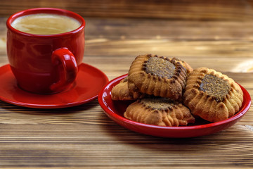 shortbread cookie on a red plate 
