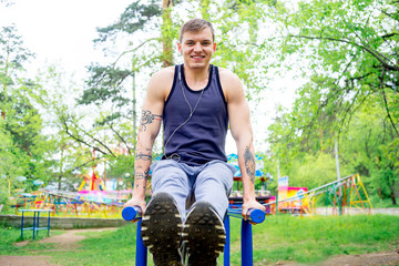 Guy working out outside