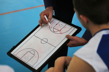 a basketball coach teaches the players