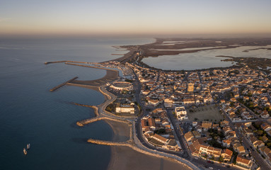 Aerial view of Saintes-Maries-de-la-Mer town