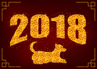 2018 Chinese New Year. Design for holiday greeting cards, calendars, banners, posters. Happy New Year. Vector element for New Year`s design.