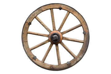 wooden wheel isolated on white with clipping path included - Powered by Adobe