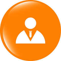 icon button with businessman inside, isolated on white