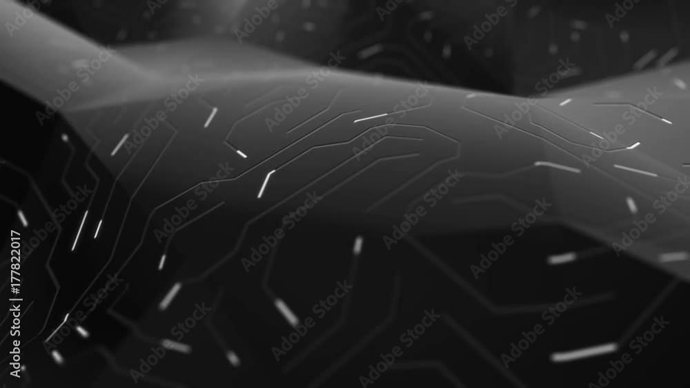 Poster abstract circuit board futuristic background. server computer code processing technology with bokeh.