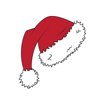 Cartoon Santa hat isolated on white.