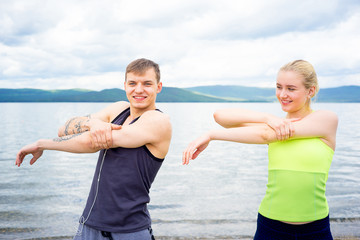 Couple working out