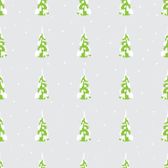 Seamless background with Christmas trees in a winter forest