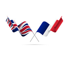 Great Britain and France flags. Crossed flags. Vector illustration.