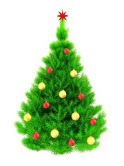 3d neon green Christmas tree over white