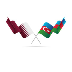 Qatar and Azerbaijan flags. Crossed flags. Vector illustration.