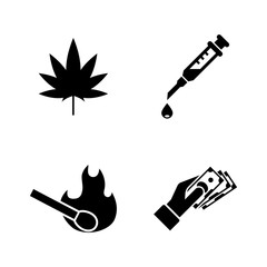 Crime. Simple Related Vector Icons Set for Video, Mobile Apps, Web Sites, Print Projects and Your Design. Black Flat Illustration on White Background.