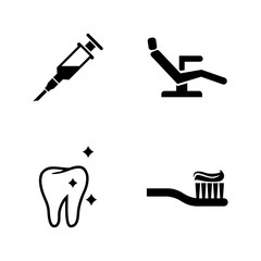 Dentist. Simple Related Vector Icons Set for Video, Mobile Apps, Web Sites, Print Projects and Your Design. Black Flat Illustration on White Background.