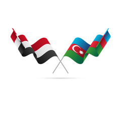 Yemen and Azerbaijan flags. Crossed flags. Vector illustration.