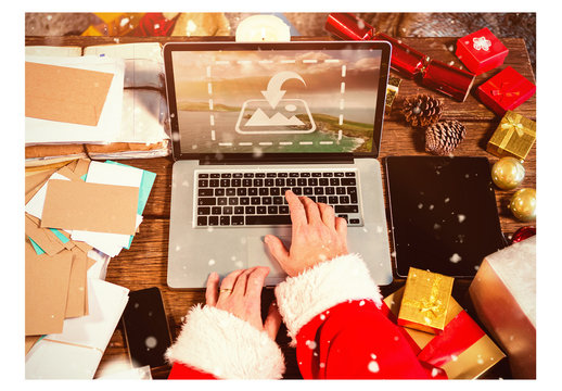 Santa with Laptop Mockup 3