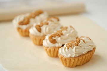 Delicious fresh cream cakes and condensed milk