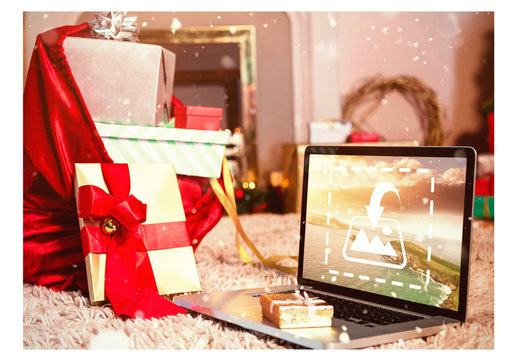 Laptop with Gift Bag Mockup 1
