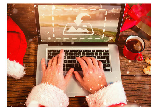 Santa with Laptop Mockup 4