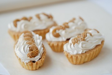 Delicious fresh cream cakes and condensed milk