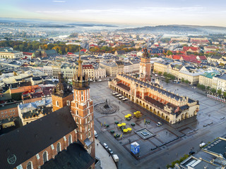 Fototapeta Beautiful historic market square at sunrise, Krakow, Poland obraz