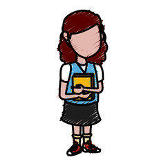 School girl cartoon icon vector illustration graphic design