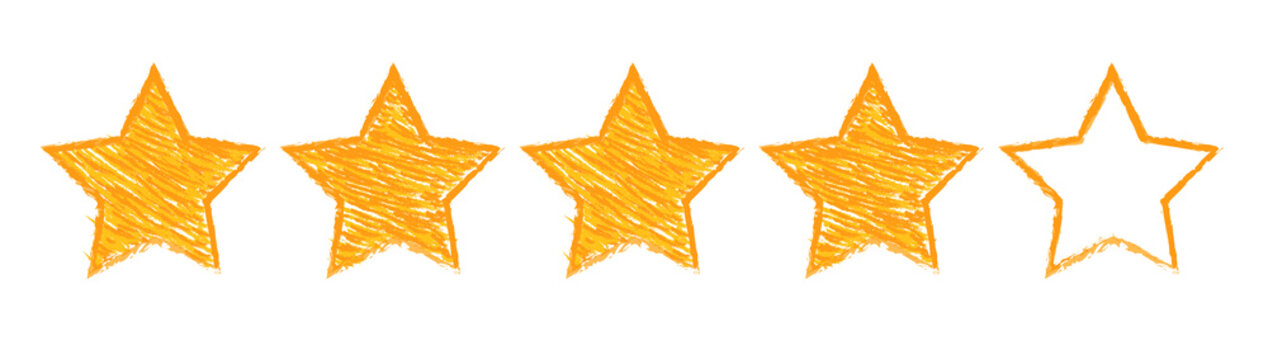 Five gold stars raking illustration