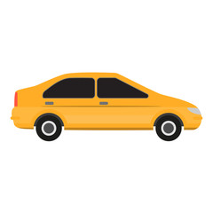 Obraz na płótnie Canvas Yellow car automobile on white background. Personal ground transport.