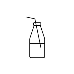 milk bottle with straw line black icon